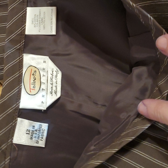 Talbots Pant Suit Tweed Pinstriped Blazer Flat front pants Size 12 Womans - Picture 7 of 8